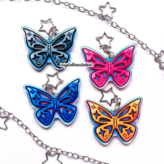 Y2K Butterfly - Iridescent Keychain Charm