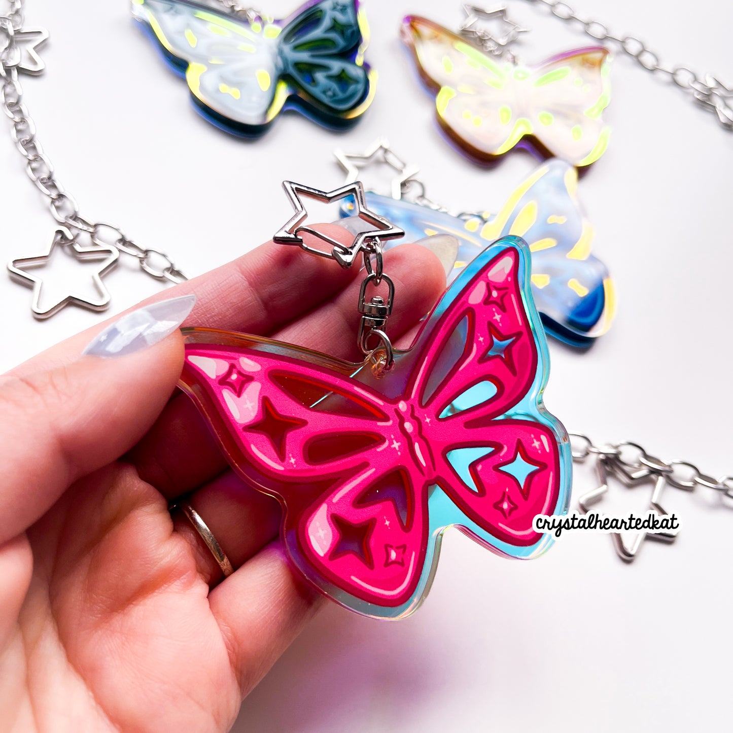 Y2K Butterfly - Iridescent Keychain Charm