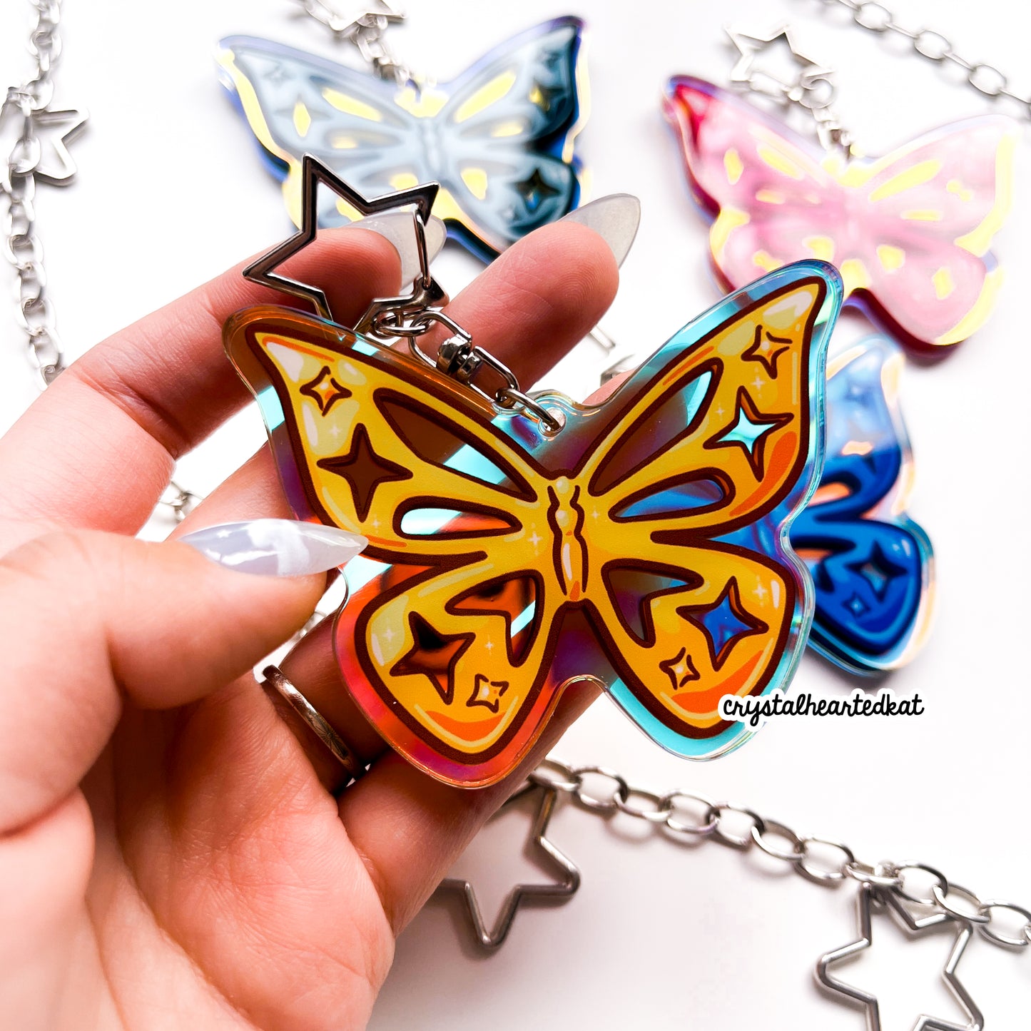 Y2K Butterfly - Iridescent Keychain Charm