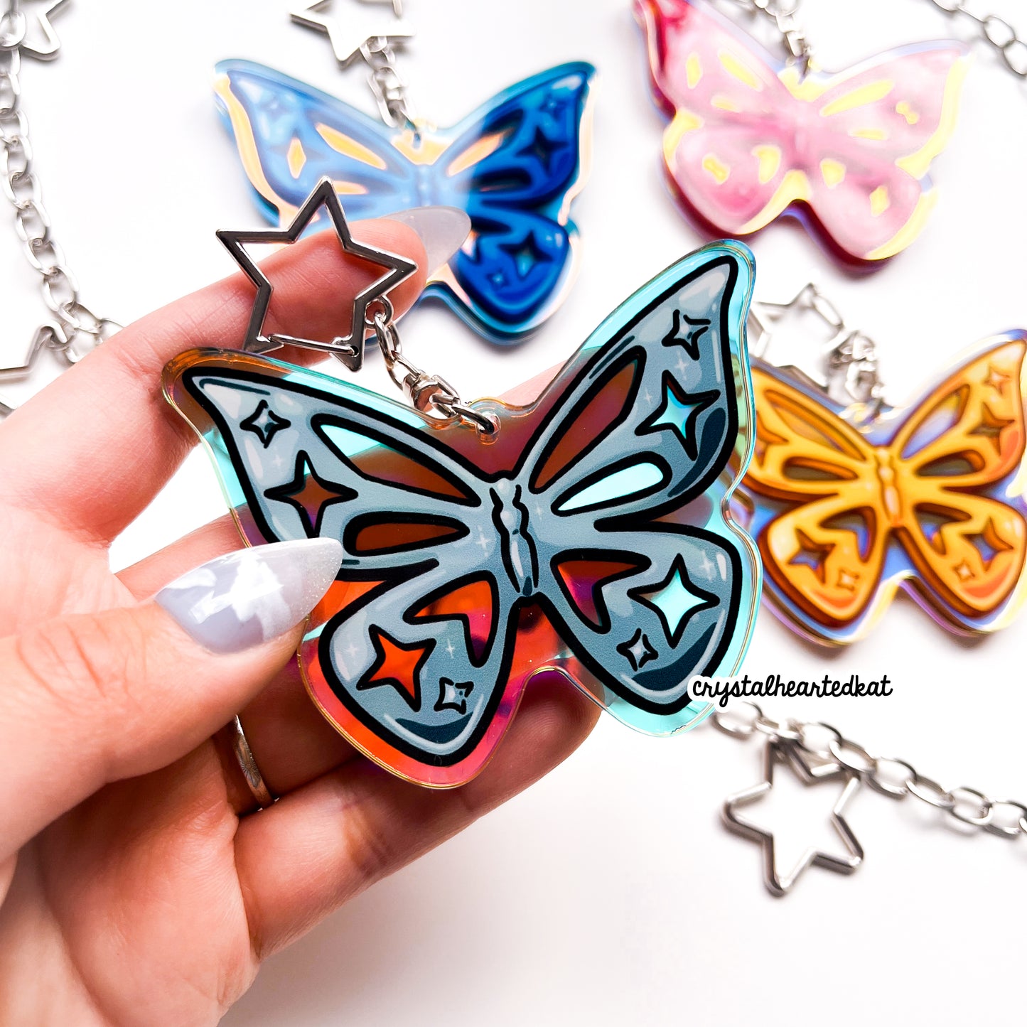 Y2K Butterfly - Iridescent Keychain Charm
