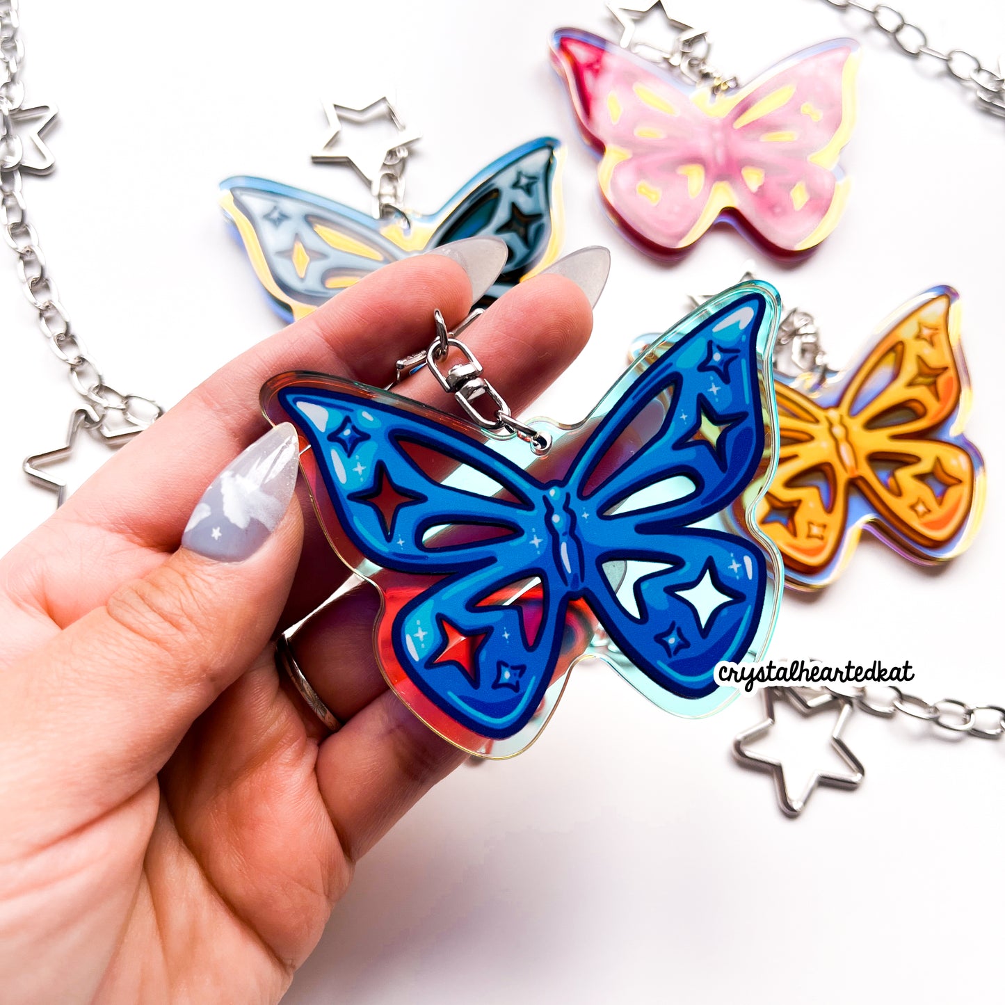 Y2K Butterfly - Iridescent Keychain Charm