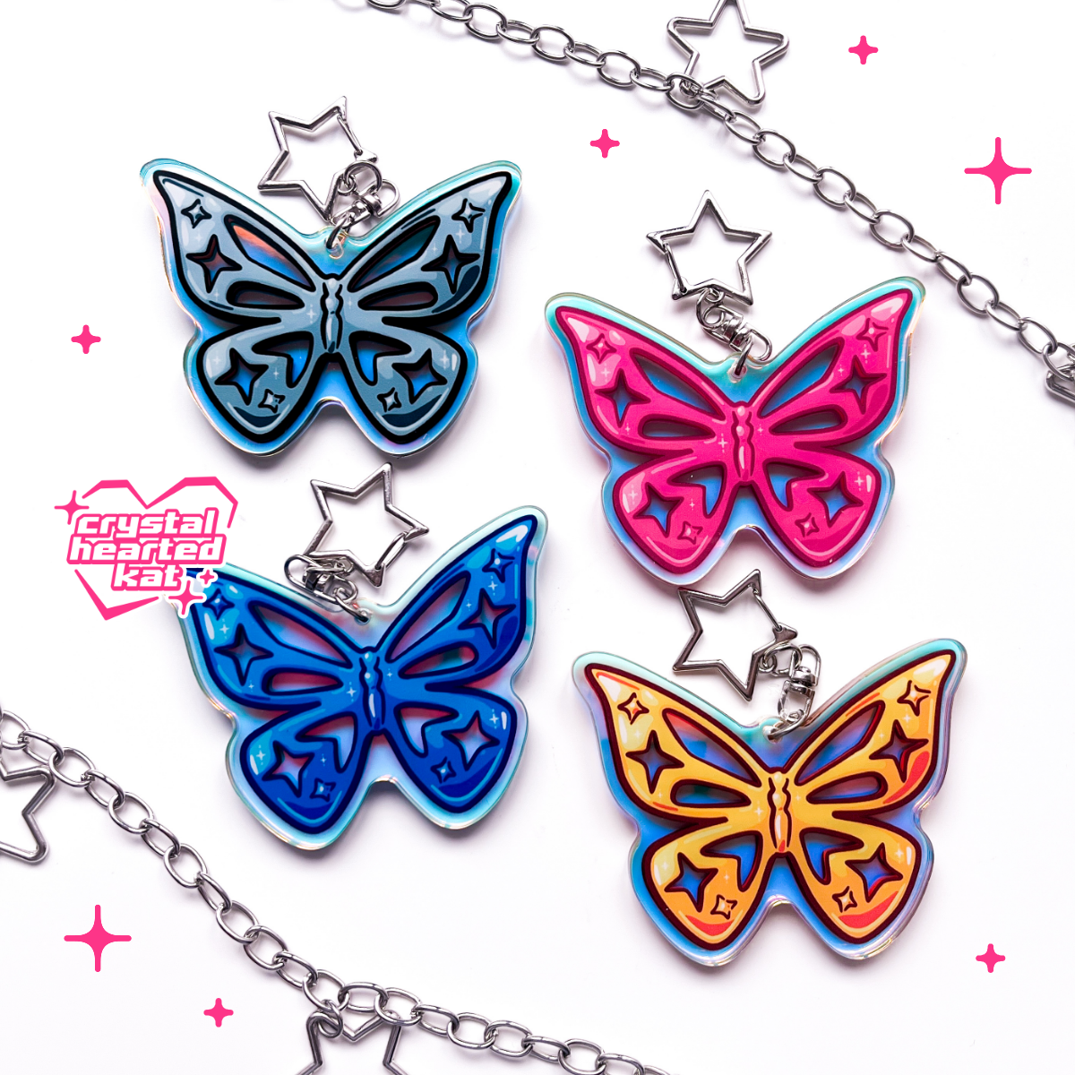 Y2K Butterfly - Iridescent Keychain Charm