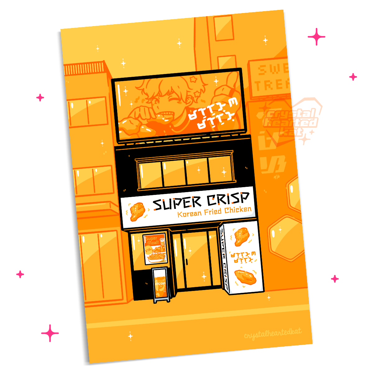 Super Crisp Korean Fried Chicken Restaurant - 4" x 6" Mini Print
