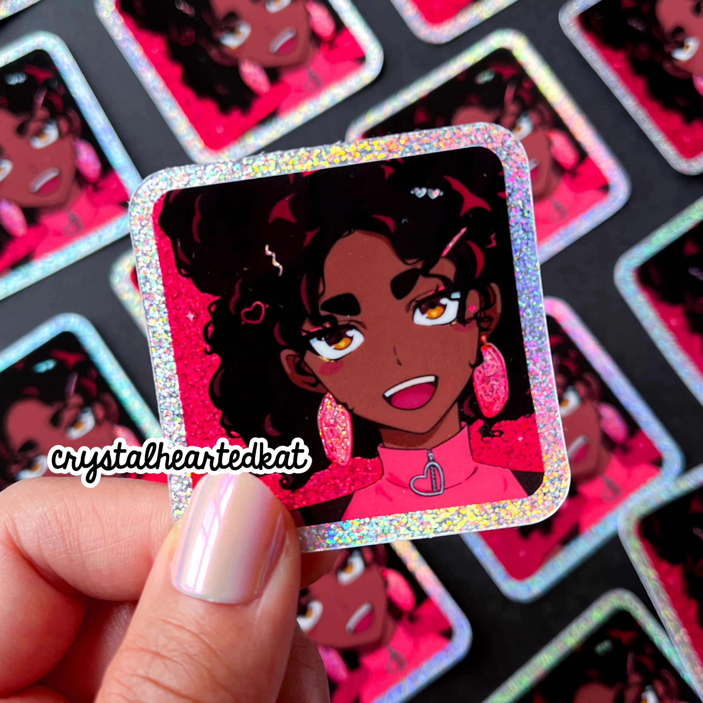 Ruby - Original Character Vinyl Glitter Sticker – Crystal Hearted Kat